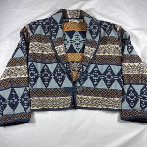 Flashback Southwestern Aztec Woven Cotton Jacket Women’s M Button Front Coat